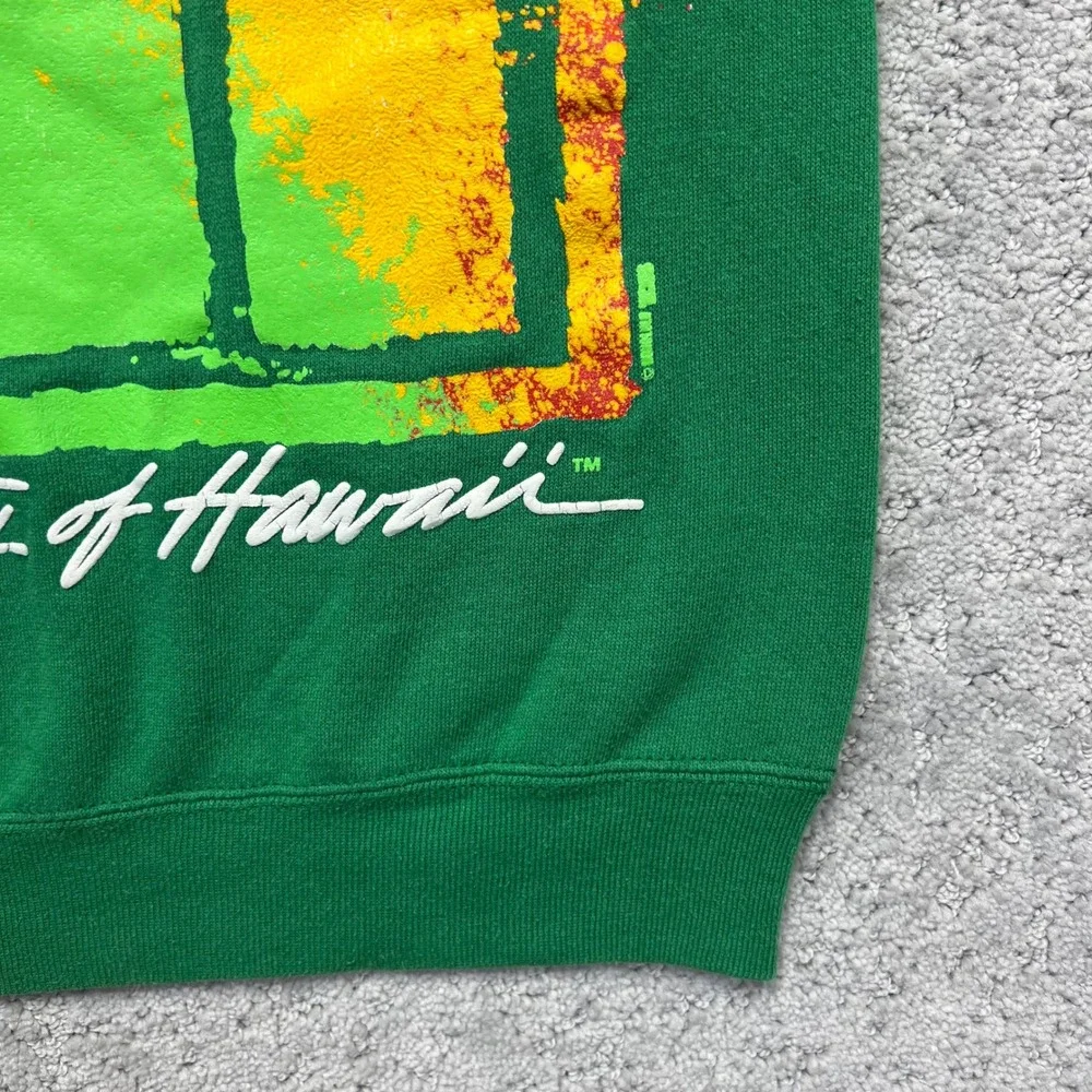 VINTAGE 90s University of Hawaii Rainbows Sweatshirt Sz S Green NCAA Raglan USA